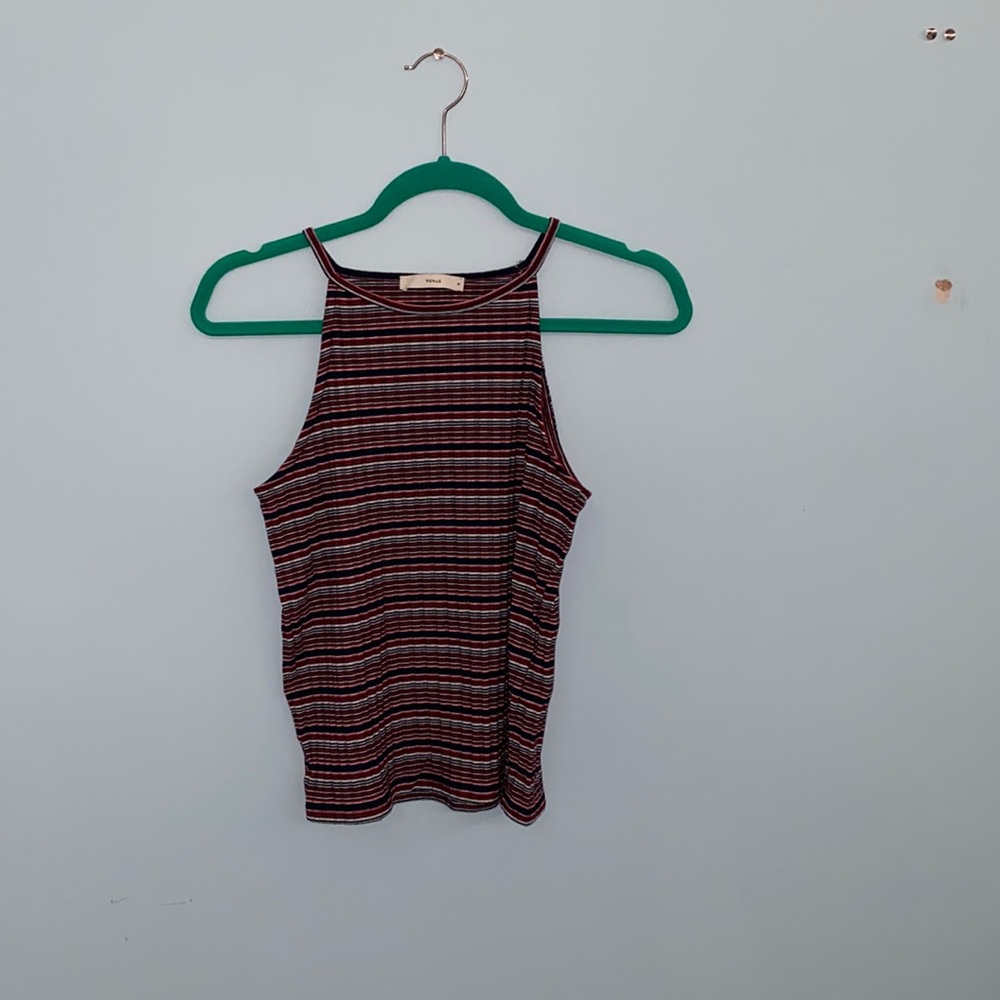 Tank top size M, red, white, navy blue striped